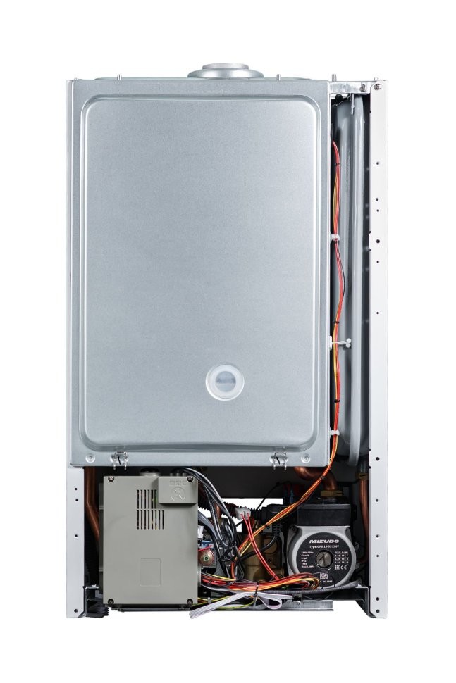 Настенный газовый котел MIZUDO MAESTRO GEM M24Т c шиной OpenTherm стеклянная панель голубая