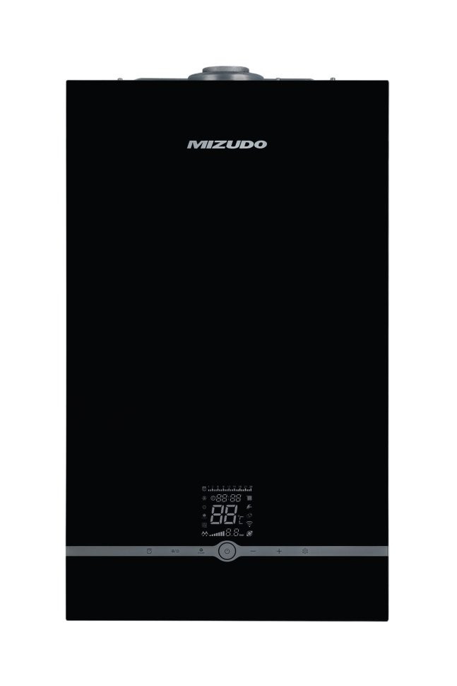 Настенный газовый котел MIZUDO MAESTRO GEM M24Т c шиной OpenTherm стеклянная панель черная