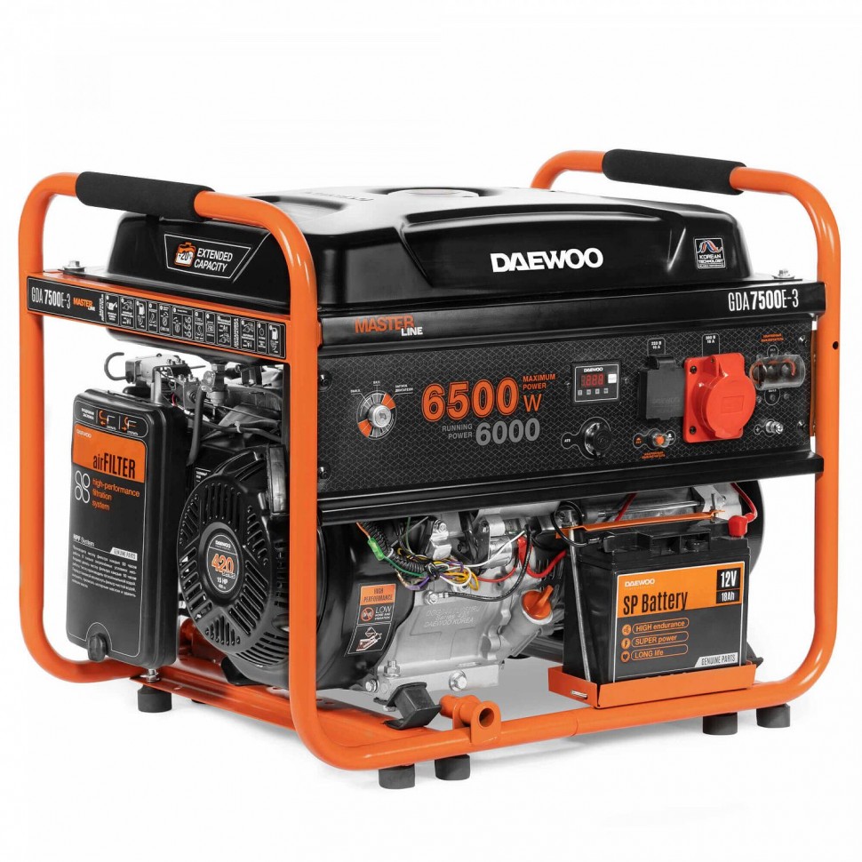 Электрогенератор бензинового типа Daewoo Power Products GDA 9500DPE-3